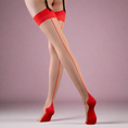 Load image into Gallery viewer, Back of red seam tights and stocking
