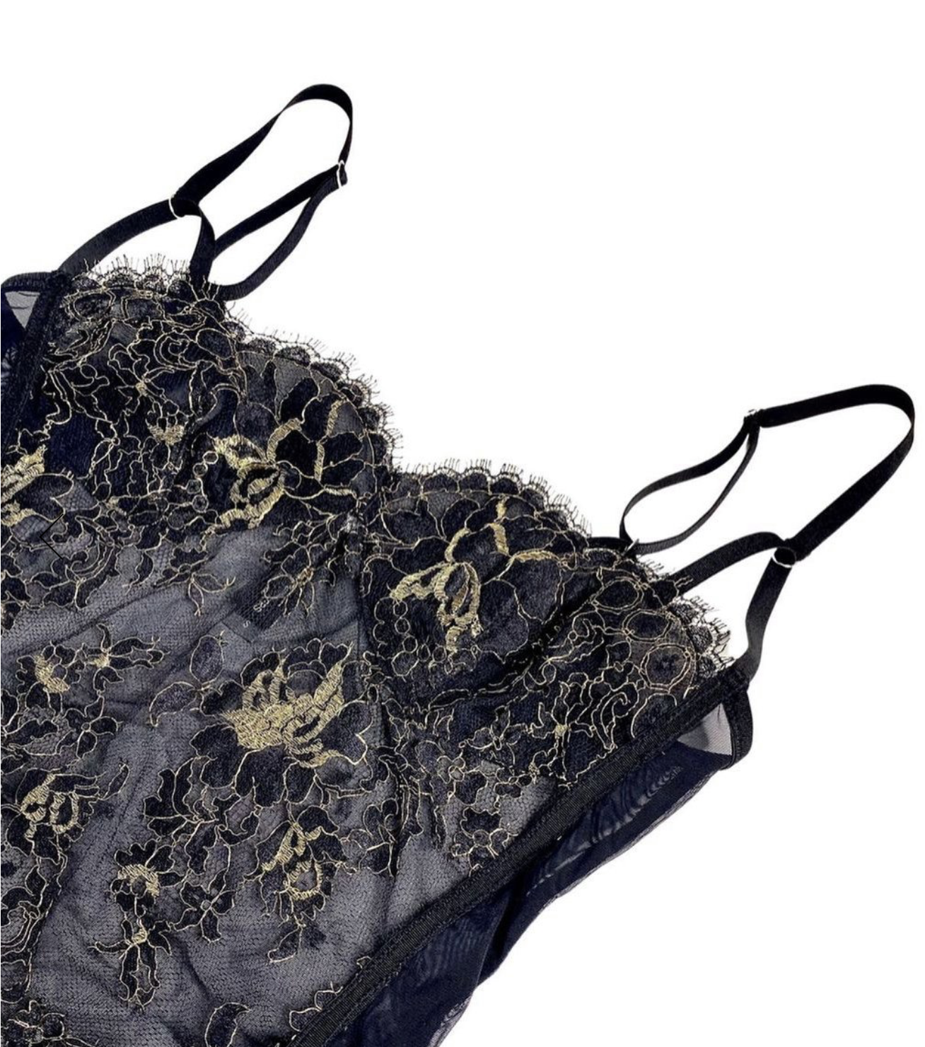 Eyelash Lace Gold Floral Bodysuit Luxury lingerie