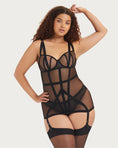 Load image into Gallery viewer, Open back Karolina Basque Lingerie Dress with Garter Belt Plus Size Lingerie
