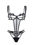Load image into Gallery viewer, Strappy Cut out Floral Appliqués Bodysuit Lingerie
